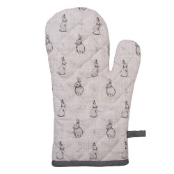 Clayre & Eef Oven Mitt 18x30 cm Beige Grey Cotton Rabbit