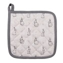 Clayre & Eef Topflappen 20x20 cm Beige Grau Baumwolle Quadrat Kaninchen