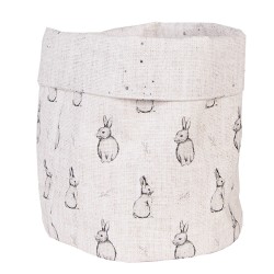 Clayre & Eef Bread Basket Ø 15x16 cm Beige Grey Cotton Rabbit