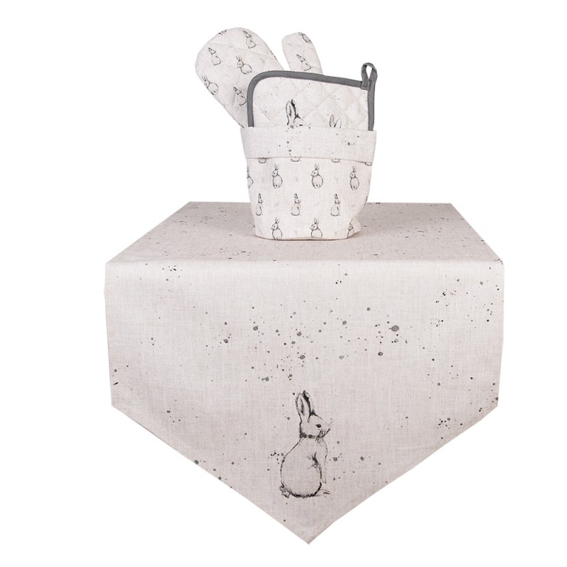 Clayre & Eef Broodmand Ø 15x16 cm Beige Grijs Katoen Konijn