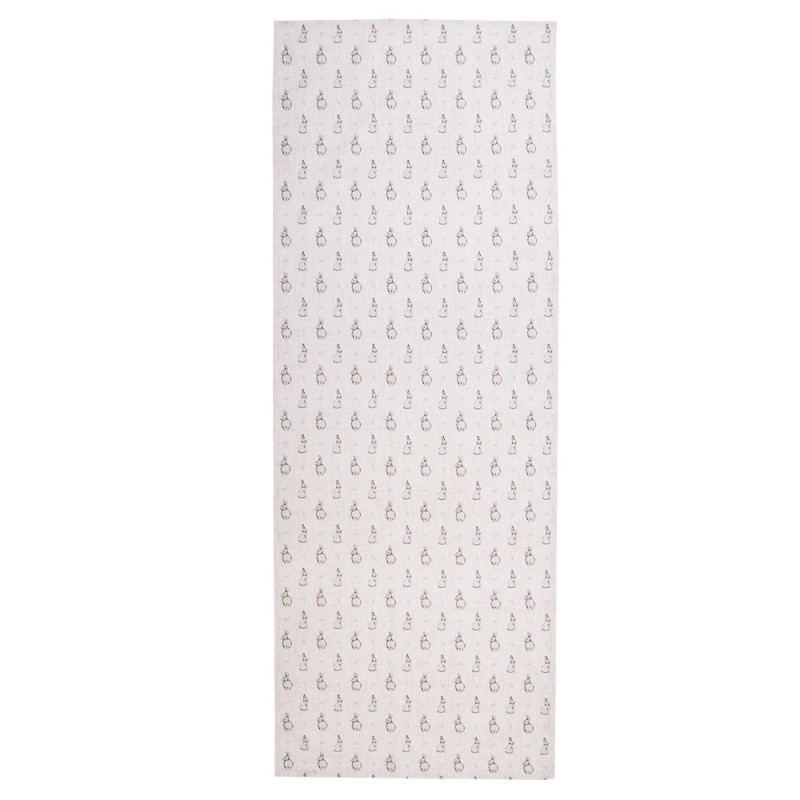 Clayre & Eef Tischläufer 50x140 cm Beige Grau Baumwolle Kaninchen