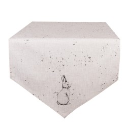 Clayre & Eef Chemin de table 50x160 cm Beige Gris Coton Lapin