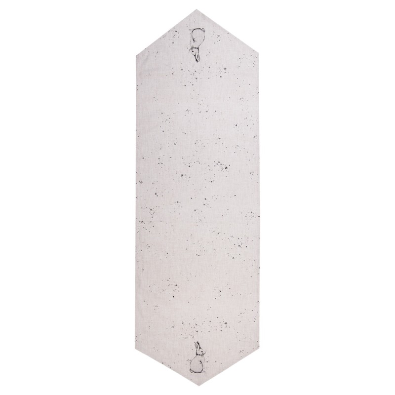 Clayre & Eef Tovaglia da tavolo 50x160 cm Beige Grigio Cotone Coniglio
