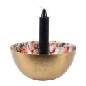Clayre & Eef Kerzenständer Ø 14x6 cm Goldfarbig Weiß Metall Blumen