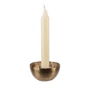 Clayre & Eef Kerzenständer Ø 8x4 cm Goldfarbig Metall Blumen