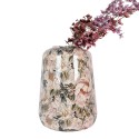 Clayre & Eef Vase Ø 37x49 cm Grey Pink Metal Flowers