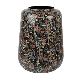 Clayre & Eef Vase Ø 31x40 cm Schwarz Braun Metall Blumen