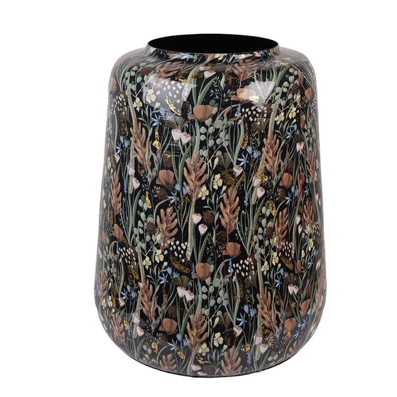 Clayre & Eef Vase Ø 31x40 cm Black Brown Metal Flowers
