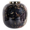 Clayre & Eef Vase Ø 29x29 cm Black Pink Metal Flowers