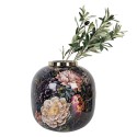 Clayre & Eef Vase Ø 29x29 cm Black Pink Metal Flowers