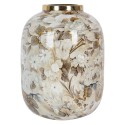 Clayre & Eef Vase Ø 17x22 cm Beige Braun Metall Blumen