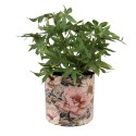 Clayre & Eef Planter Ø 16x15 cm Grey Pink Metal Flowers