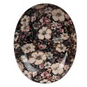 Clayre & Eef Decorative Bowl 34x27x7 cm Black Beige Metal Oval Flowers