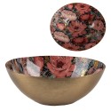 Clayre & Eef Decoratie schaal 16x14x6 cm Goudkleurig Roze Metaal Bloemen