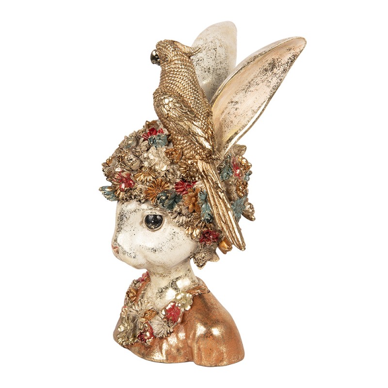 Clayre & Eef Decorative Figurine Rabbit 22x22x34 cm White Gold colored Plastic