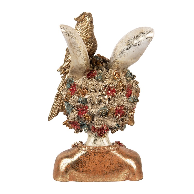 Clayre & Eef Decorative Figurine Rabbit 22x22x34 cm White Gold colored Plastic