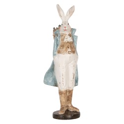 Clayre & Eef Dekorationsfigur Kaninchen 38 cm Weiß Blau Kunststoff