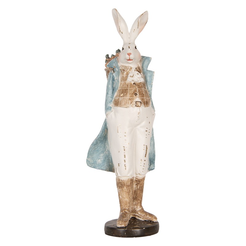 Clayre & Eef Statuetta decorativa Coniglio 38 cm Bianco Blu  Plastica