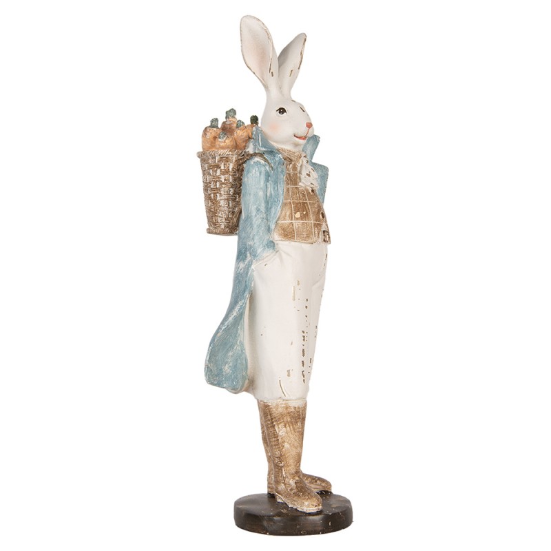 Clayre & Eef Statuetta decorativa Coniglio 38 cm Bianco Blu  Plastica