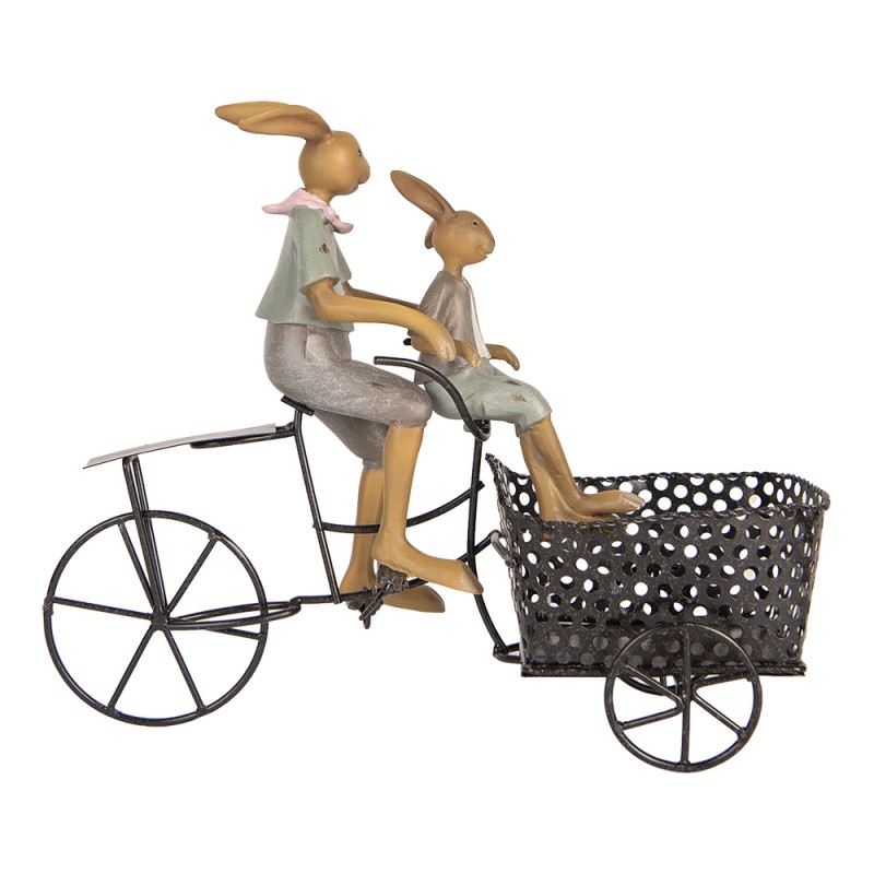 Clayre & Eef Figurine décorative Lapins 28x12x23 cm Marron Plastique Vélo