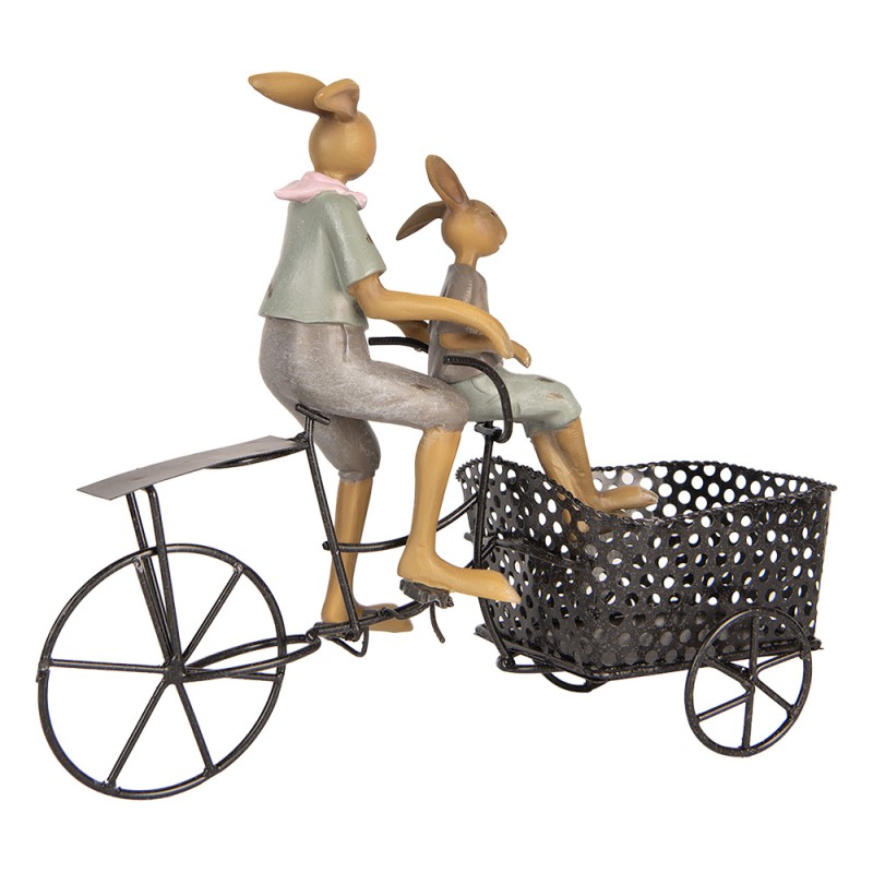 Clayre & Eef Figurine décorative Lapins 28x12x23 cm Marron Plastique Vélo