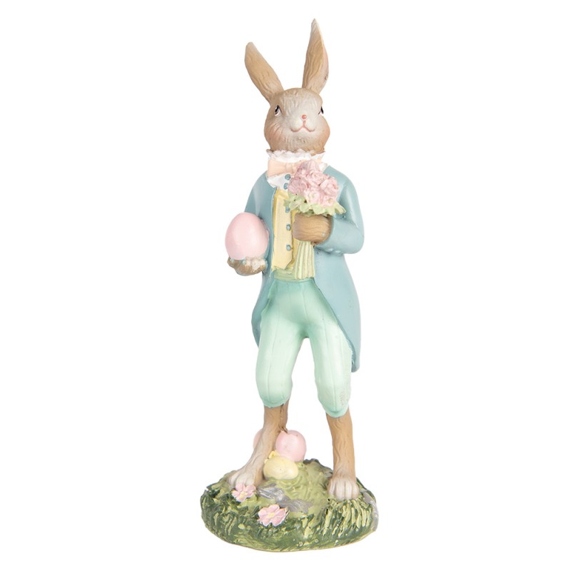Clayre & Eef Figurine décorative Lapin 13 cm Beige Bleu Plastique