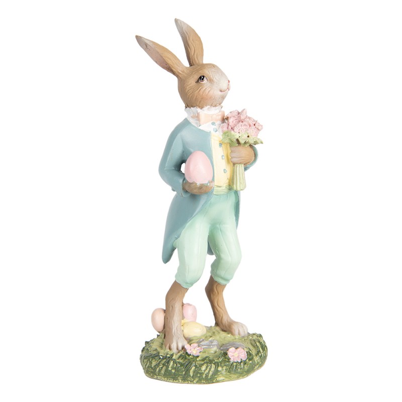 Clayre & Eef Figurine décorative Lapin 13 cm Beige Bleu Plastique