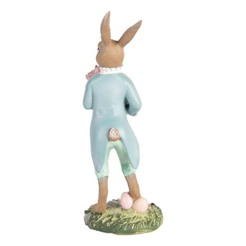 Clayre & Eef Figurine décorative Lapin 13 cm Beige Bleu Plastique