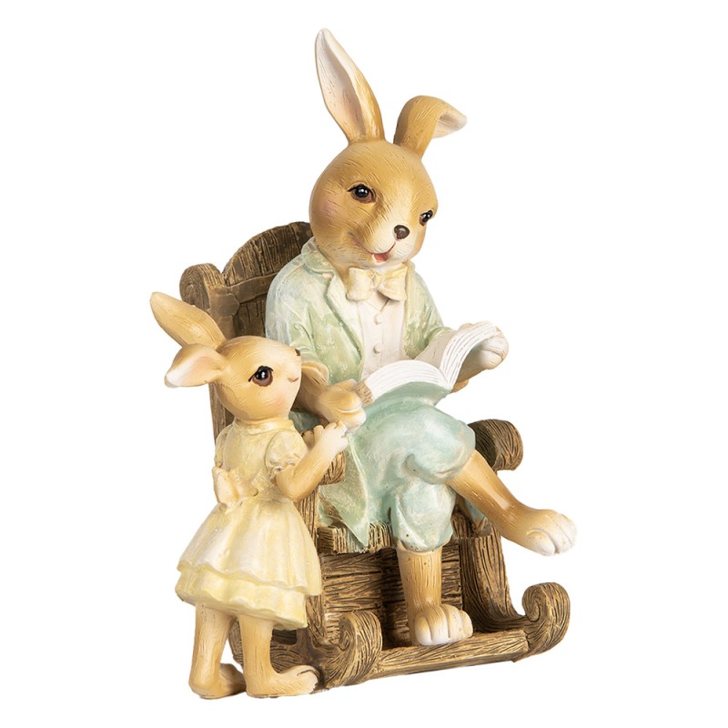 Clayre & Eef Decorative Figurine Rabbits 12x11x17 cm Beige Plastic