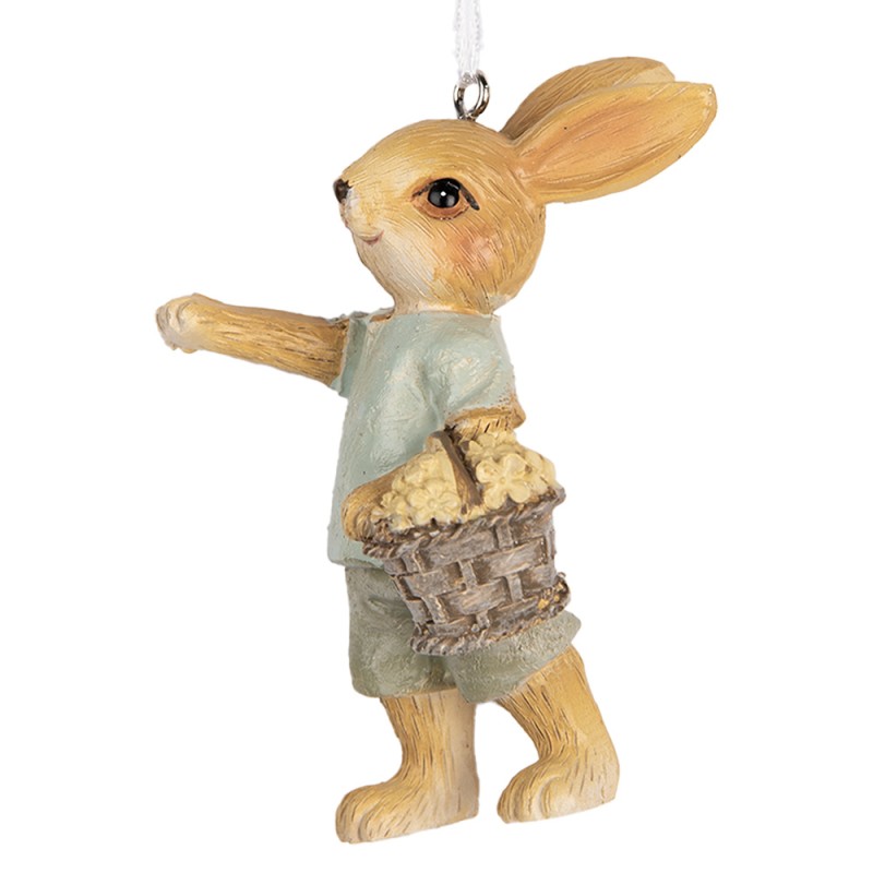Clayre & Eef Easter Pendant Rabbit 5x4x8 cm Beige Plastic