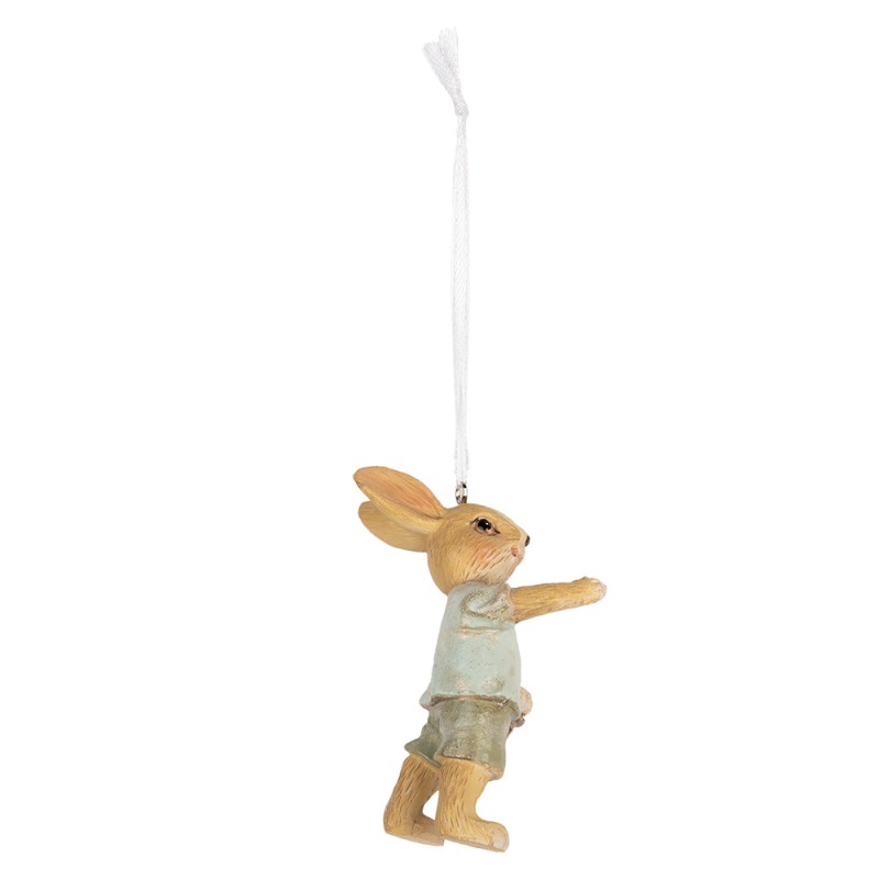 Clayre & Eef Easter Pendant Rabbit 5x4x8 cm Beige Plastic