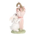 Clayre & Eef Dekorationsfigur Kaninchen 15 cm Weiß Rosa Kunststoff