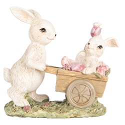 Clayre & Eef Figurine décorative Lapins 14x7x12 cm Beige Plastique