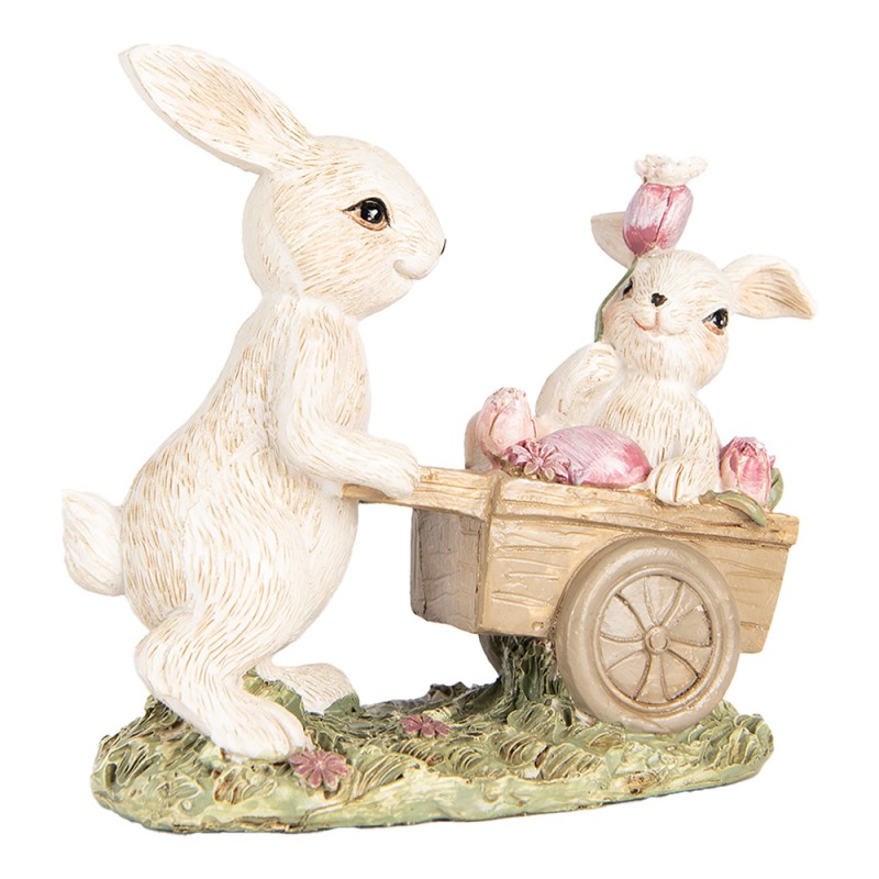Clayre & Eef Figurine décorative Lapins 14x7x12 cm Beige Plastique
