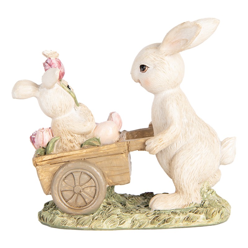 Clayre & Eef Figurine décorative Lapins 14x7x12 cm Beige Plastique