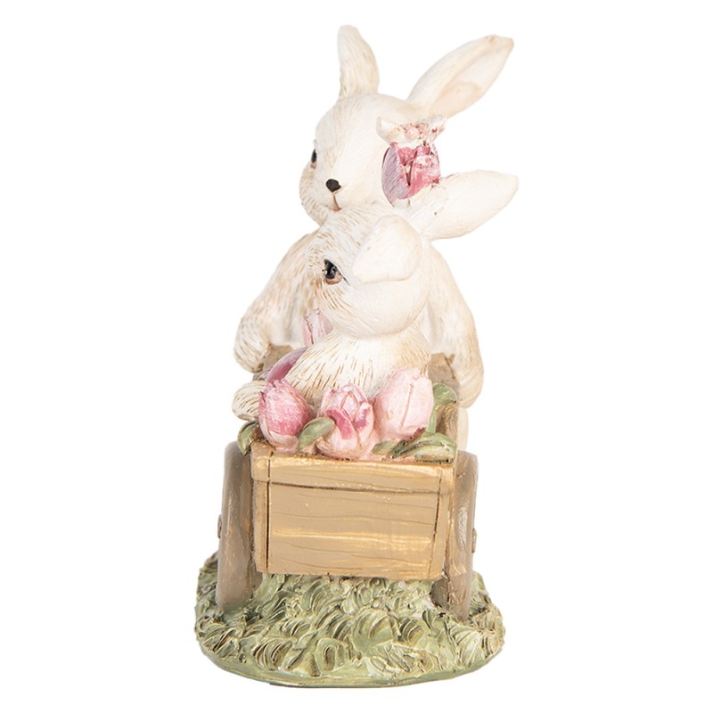 Clayre & Eef Figurine décorative Lapins 14x7x12 cm Beige Plastique