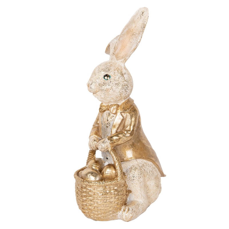 Clayre & Eef Statuetta decorativa Coniglio 51 cm Beige Color oro Plastica