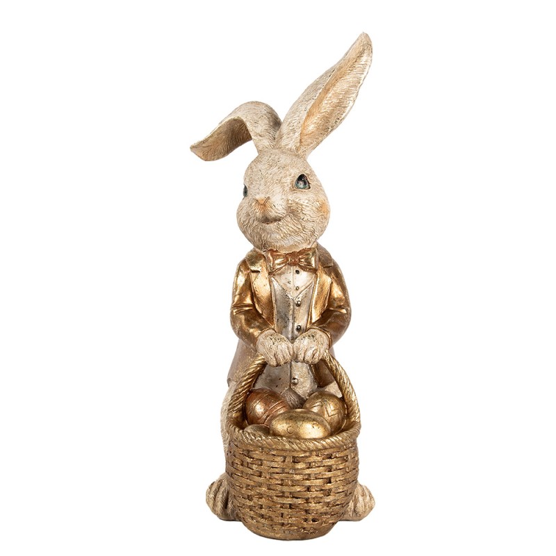 Clayre & Eef Statuetta decorativa Coniglio 51 cm Beige Color oro Plastica