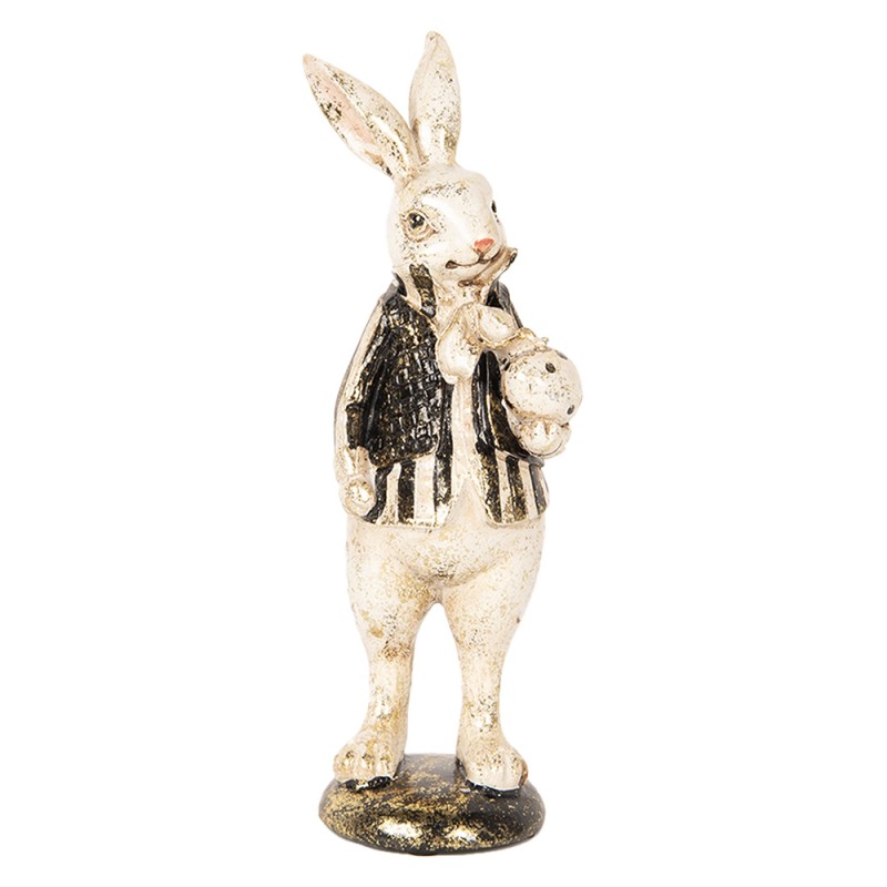 Clayre & Eef Statuetta decorativa Coniglio 25 cm Beige Plastica