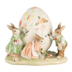 Clayre & Eef Decorative Figurine Rabbits 22x17x18 cm Beige Plastic
