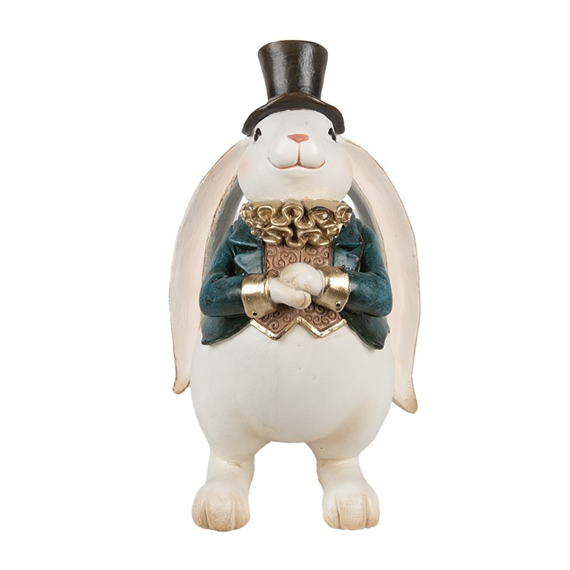 Clayre & Eef Decorative Figurine Rabbit 14x13x23 cm White Blue Plastic