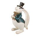 Clayre & Eef Decorative Figurine Rabbit 14x13x23 cm White Blue Plastic