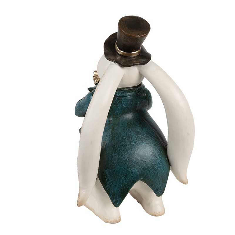 Clayre & Eef Decorative Figurine Rabbit 14x13x23 cm White Blue Plastic