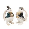 Clayre & Eef Decorative Figurine Rabbit 14x13x23 cm White Blue Plastic