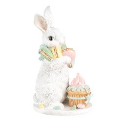 Clayre & Eef Statuetta decorativa Coniglio 25 cm Bianco Plastica Macarons