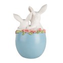 Clayre & Eef Figurine décorative Lapin 13x12x20 cm Blanc Bleu Plastique