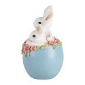 Clayre & Eef Figurine décorative Lapin 13x12x20 cm Blanc Bleu Plastique
