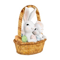 Clayre & Eef Decorative Figurine Rabbits 17x13x20 cm White Brown Plastic