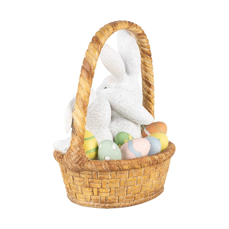 Clayre & Eef Figurine décorative Lapins 17x13x20 cm Blanc Marron Plastique