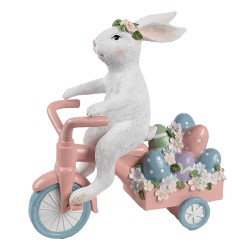 Clayre & Eef Decorative Figurine Rabbit 29x12x31 cm White Pink Plastic